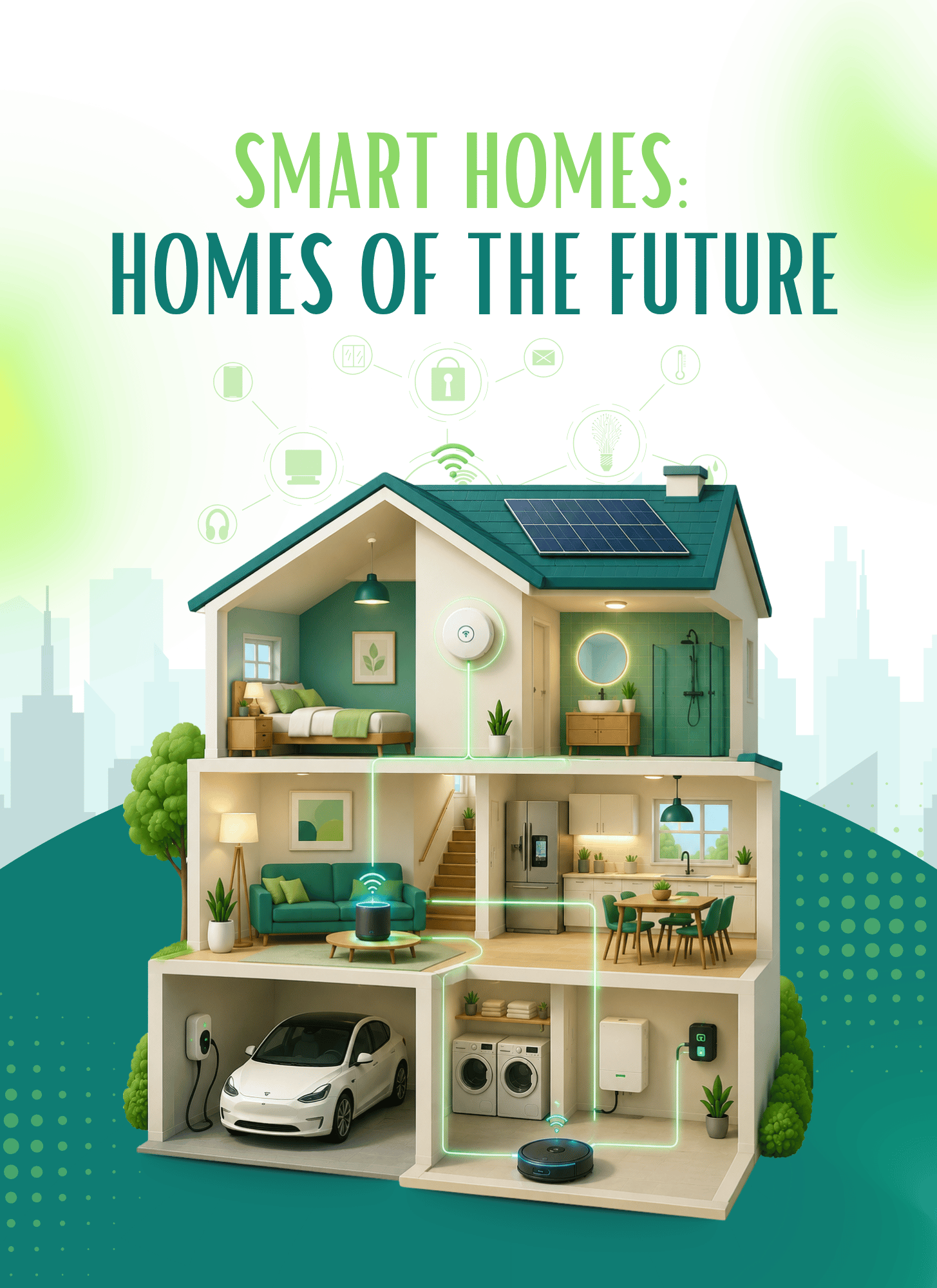 Smart Homes cover — a warm modern living room with subtle smart devices